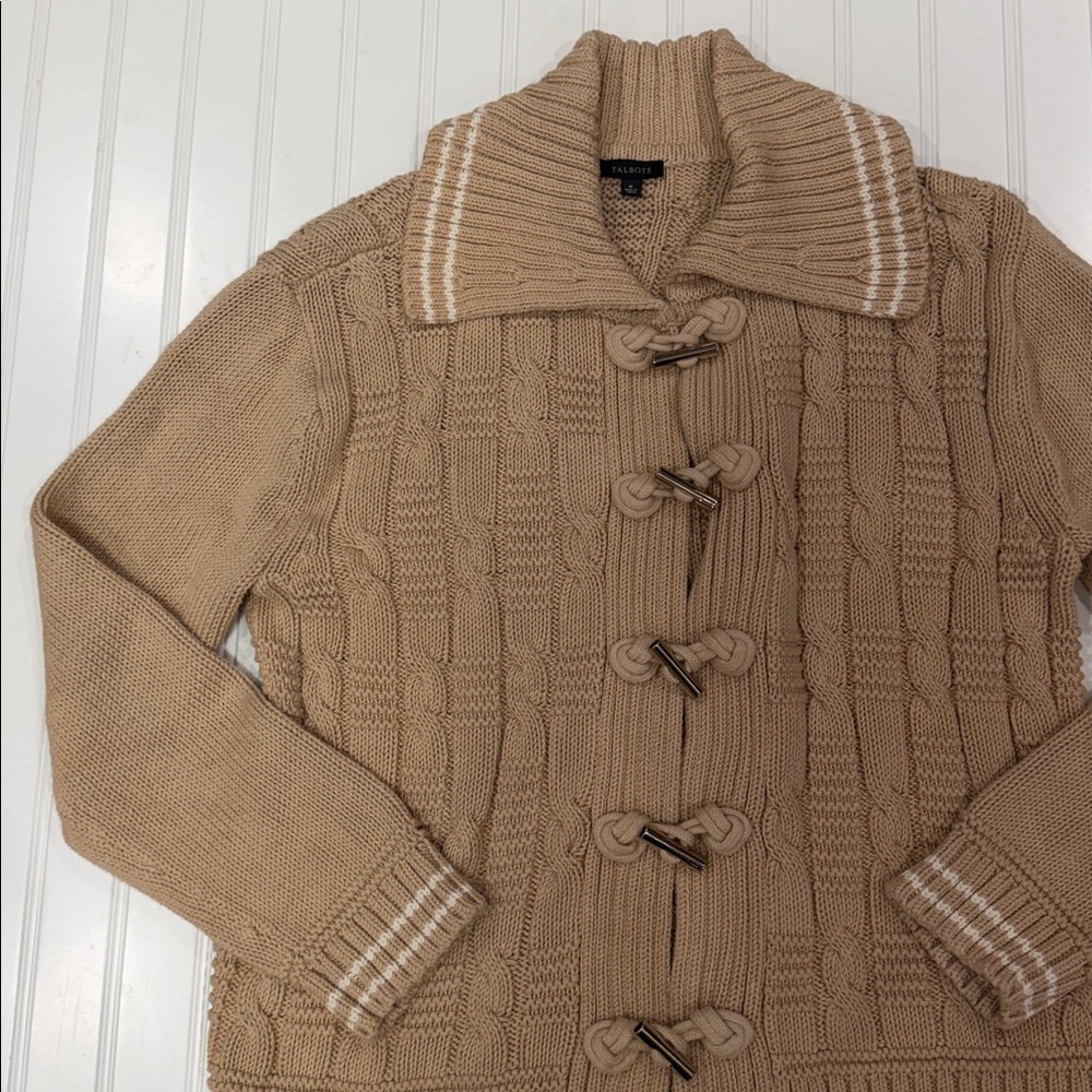 Talbots Cable Knit Sweater With Toggle Buttons Si… - image 2